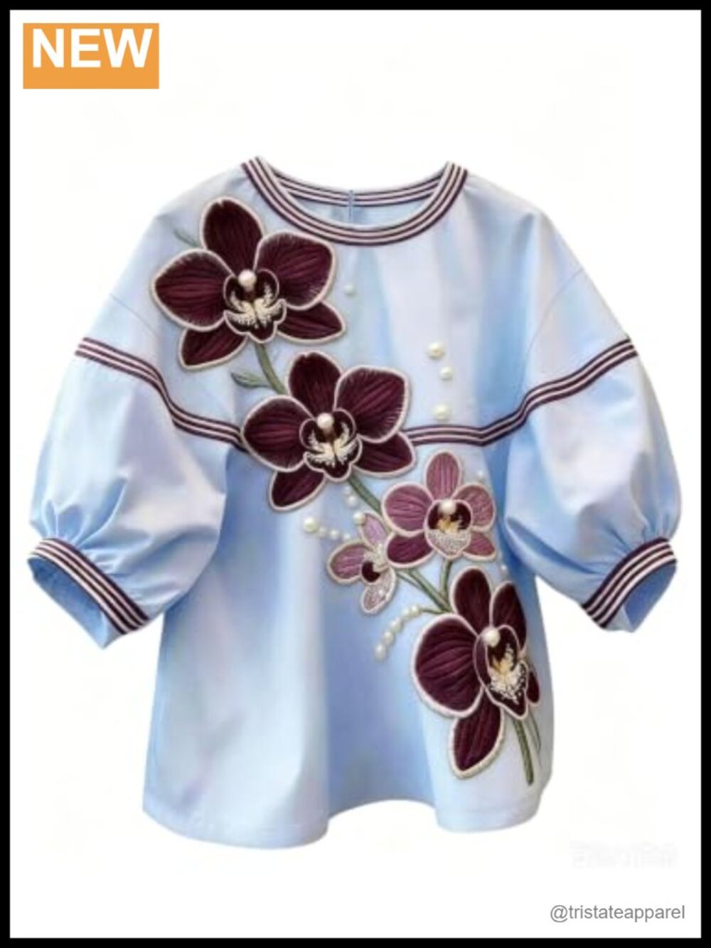 Floral Print Blouse Crew Neck Half Sleeve Casual Summer Top